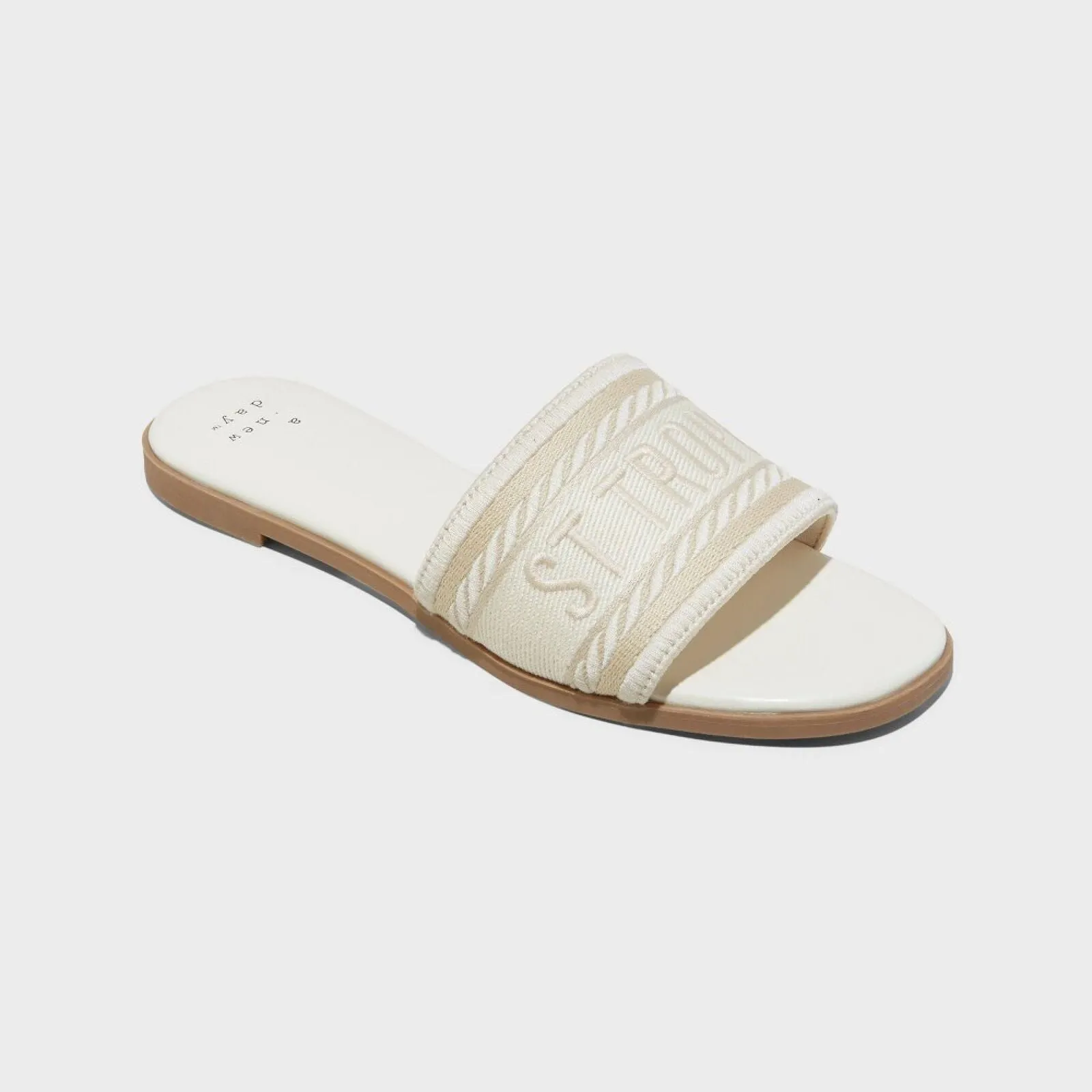 A New Day Women's St. Tropzen Nat Slide Sandals 89279355 Cream Off Whuite 9.5M