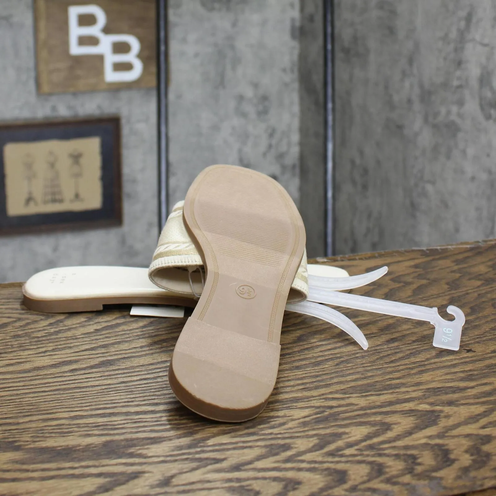 A New Day Women's St. Tropzen Nat Slide Sandals 89279355 Cream Off Whuite 9.5M