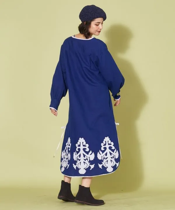 Applique Linen Blend Dress