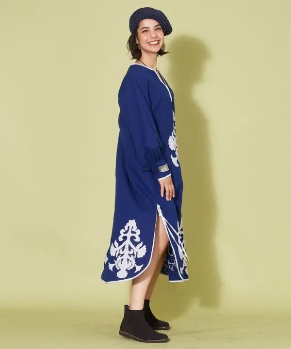 Applique Linen Blend Dress