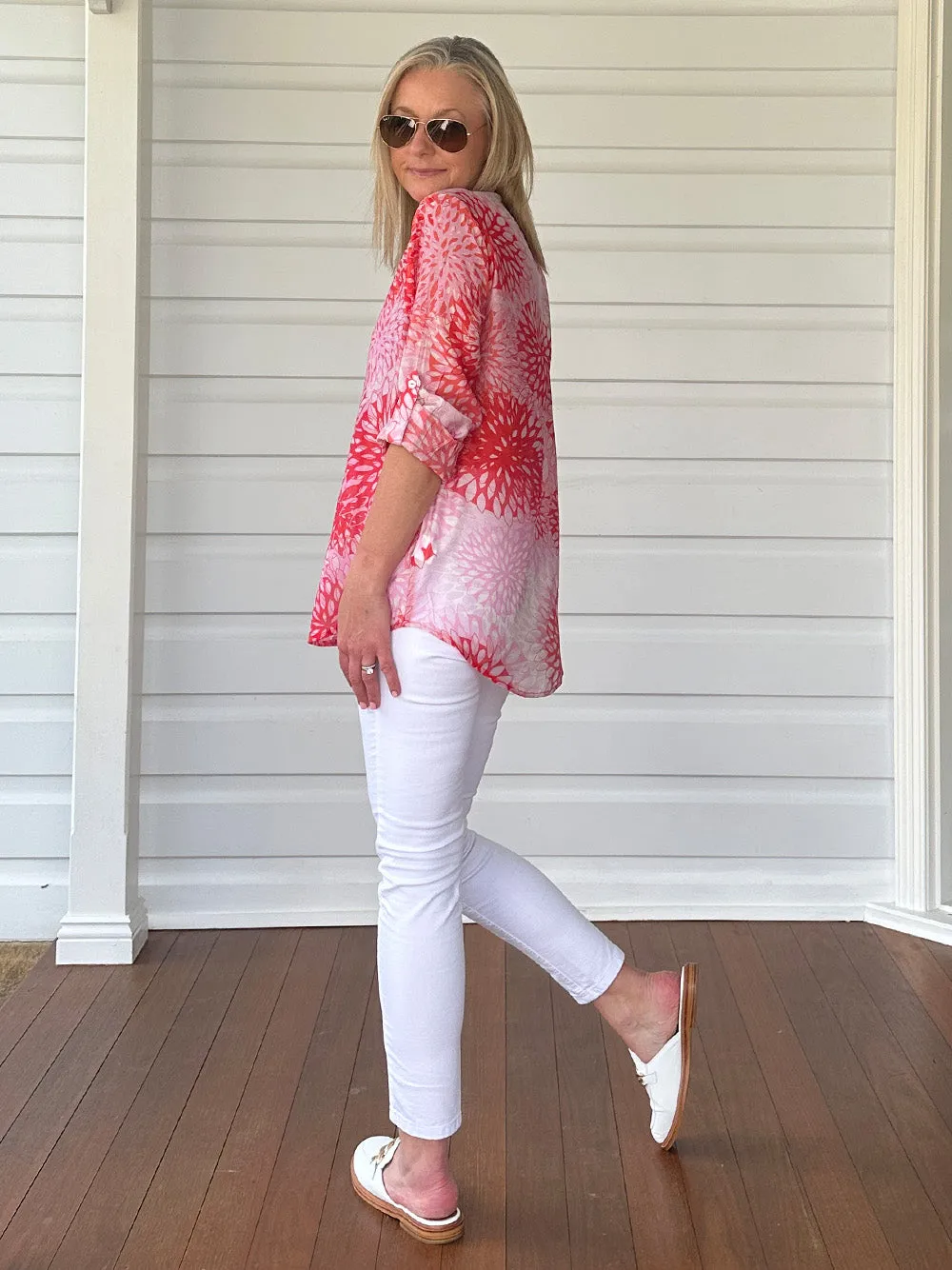 Blossom Printed Shirt - Red