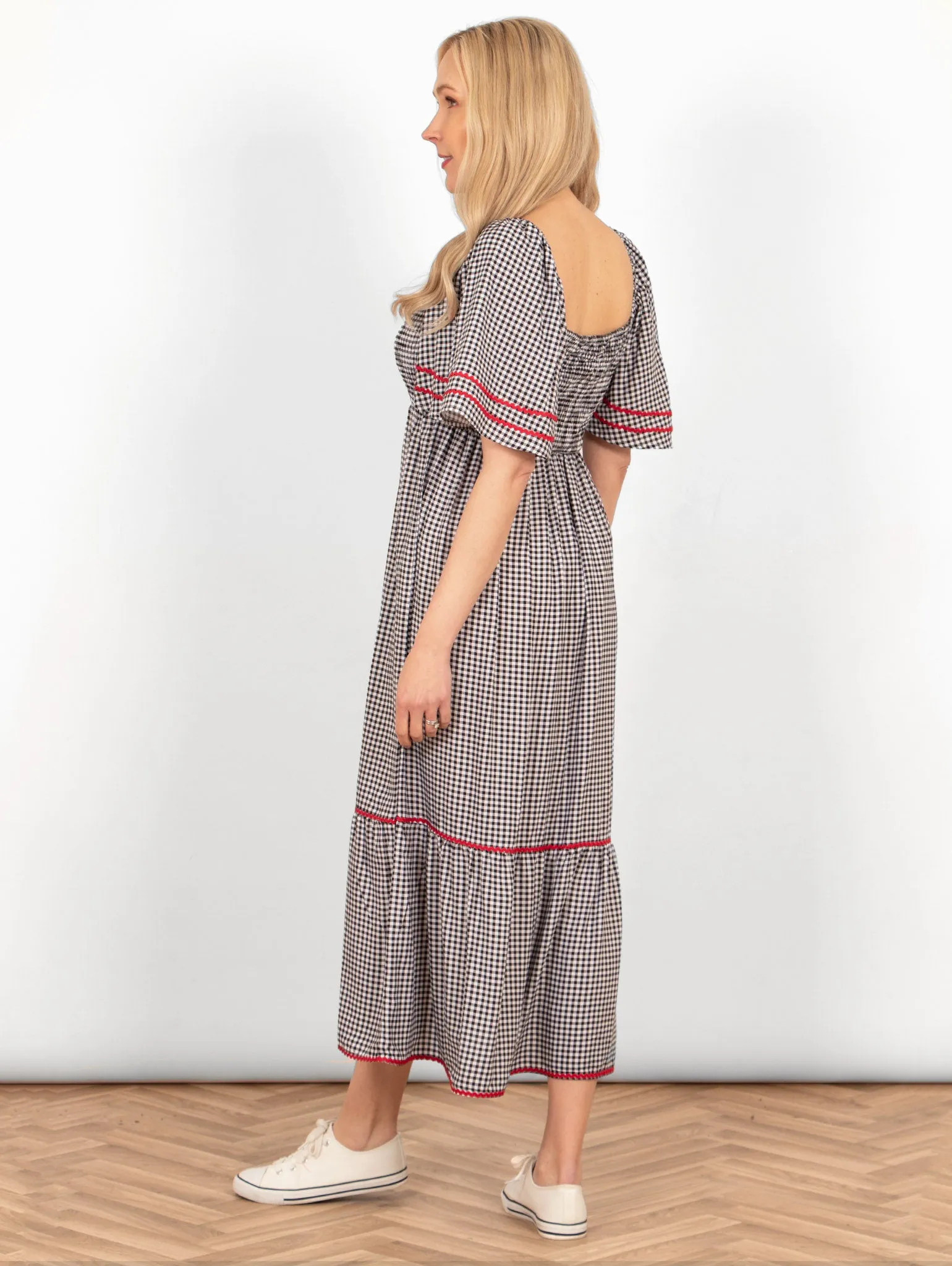 Briar Milkmaid Maxi Dress - Black, Gingham