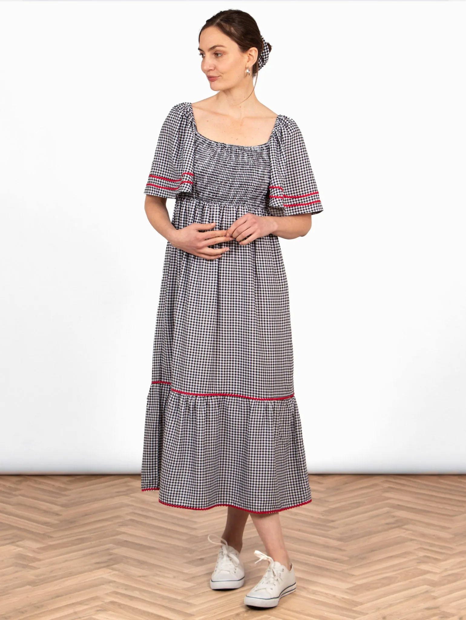 Briar Milkmaid Maxi Dress - Black, Gingham