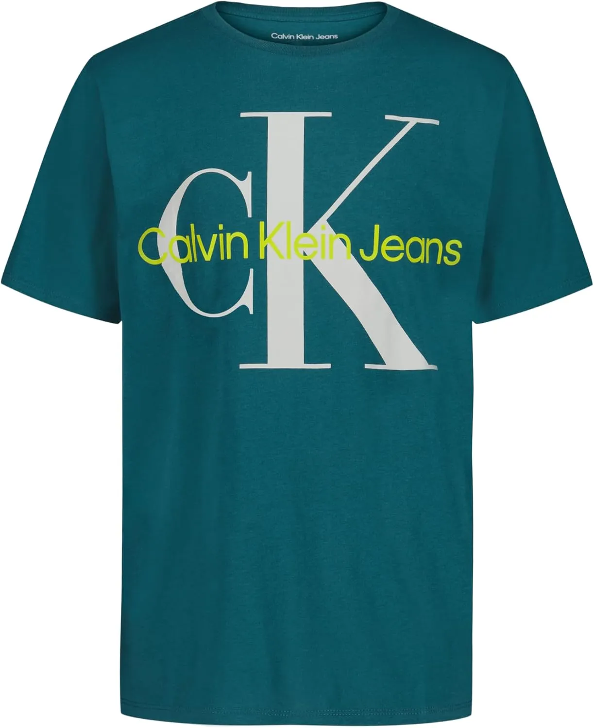 Calvin Klein Boys' Short Sleeve Logo Crew Neck T-Shirt, Soft, Comfortable, Relaxed Fit