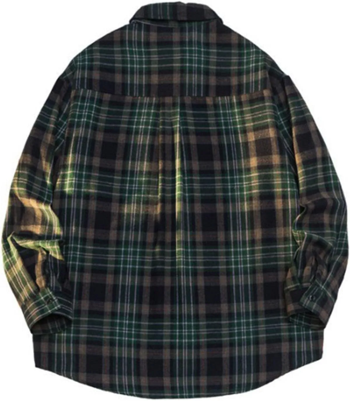 Casual Plaid Shirt for Men 100% Cotton Shirt Classic Soft Long Sleeve Button Sown Dress T Shirts Gym Work Tops