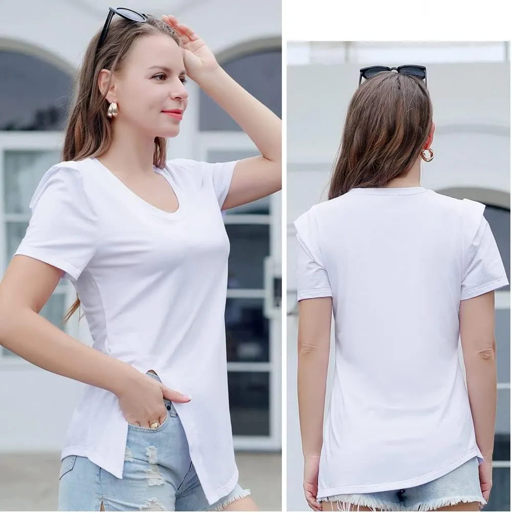 Casual Round Neck T-Shirt for Women, Short Sleeve Ladies Basic Tshirt, Soft Cotton Tee Shirt Tops