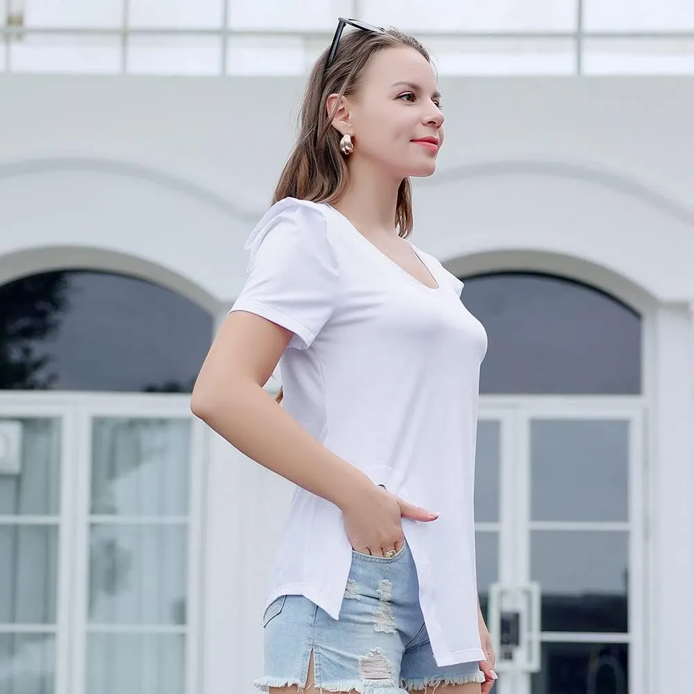 Casual Round Neck T-Shirt for Women, Short Sleeve Ladies Basic Tshirt, Soft Cotton Tee Shirt Tops