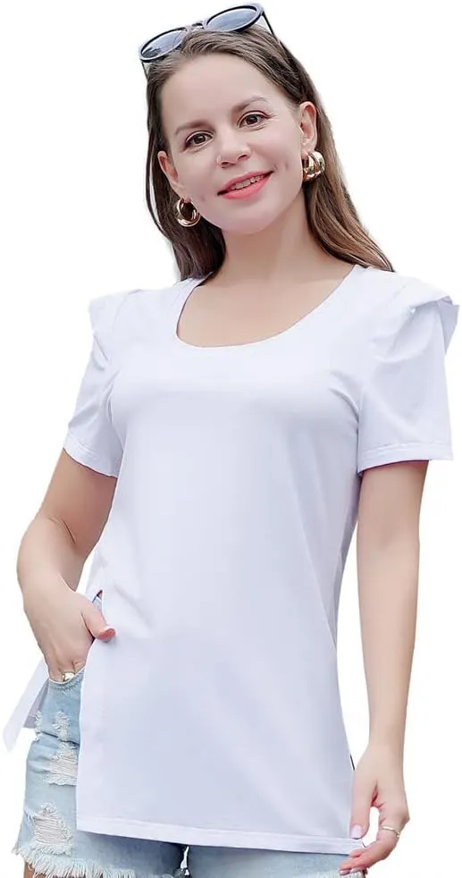 Casual Round Neck T-Shirt for Women, Short Sleeve Ladies Basic Tshirt, Soft Cotton Tee Shirt Tops