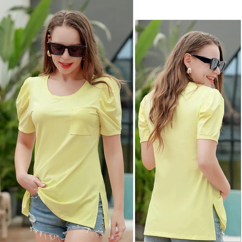 Casual Round Neck T-Shirt for Women, Short Sleeve Ladies Basic Tshirt, Soft Cotton Tee Shirt Tops