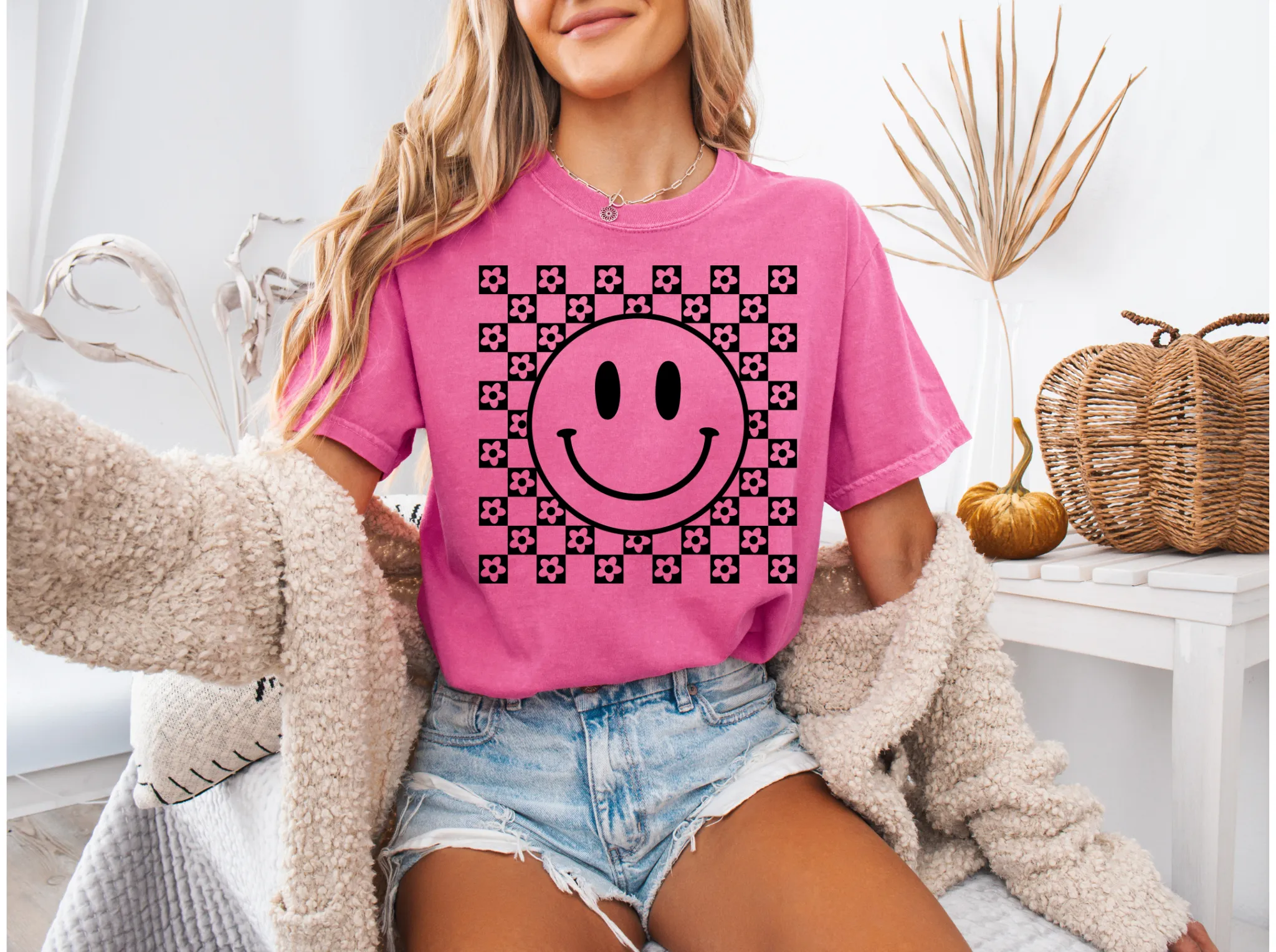 Checkered Smile Graphic Tee