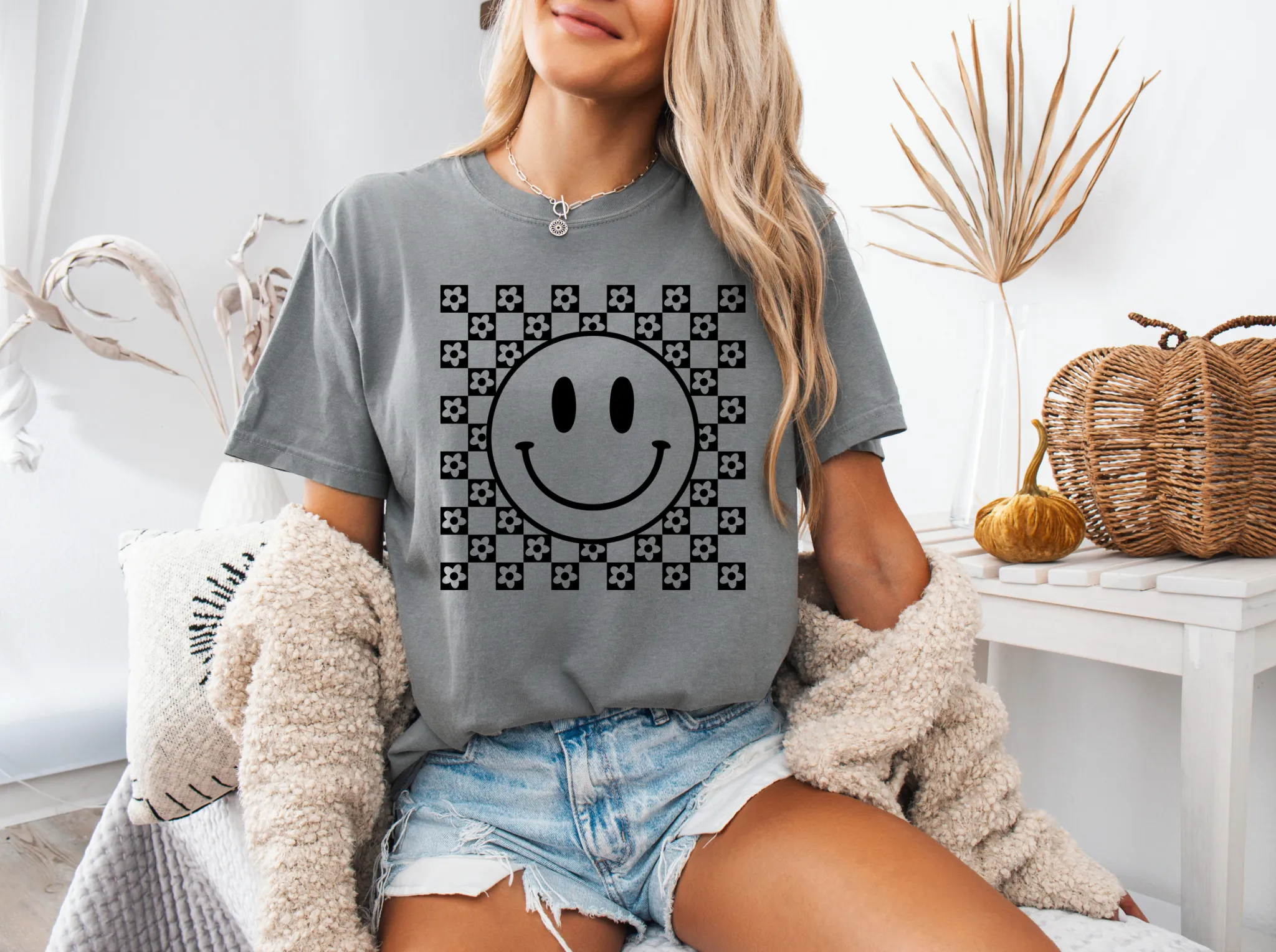 Checkered Smile Graphic Tee