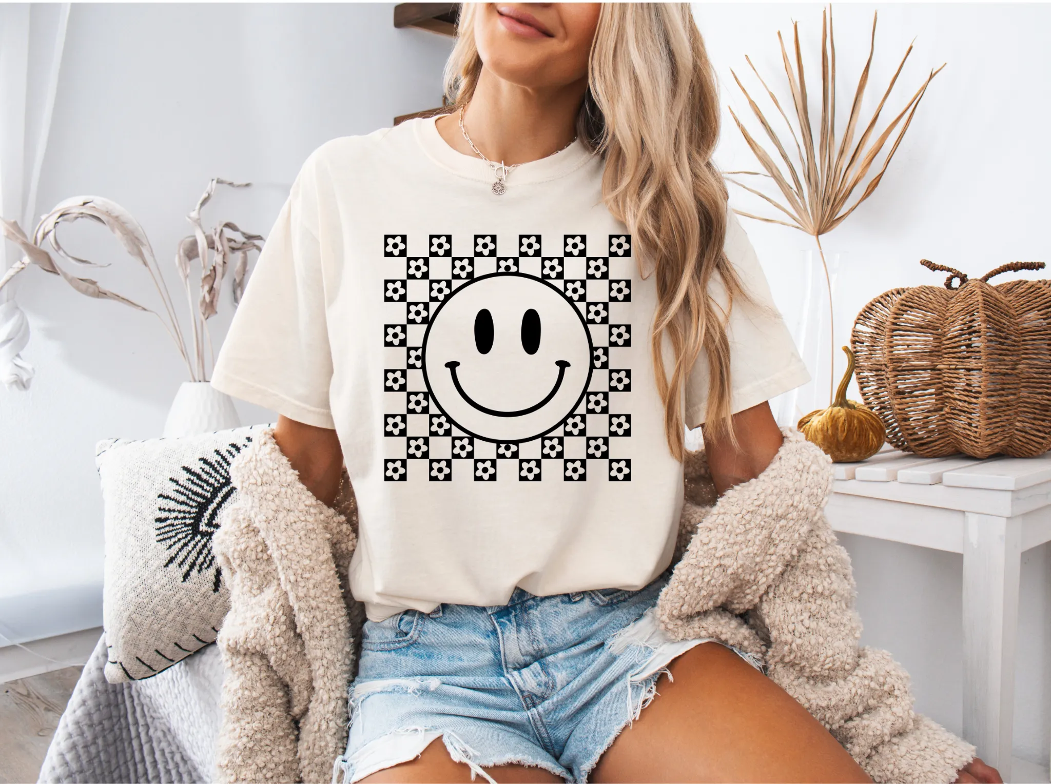 Checkered Smile Graphic Tee