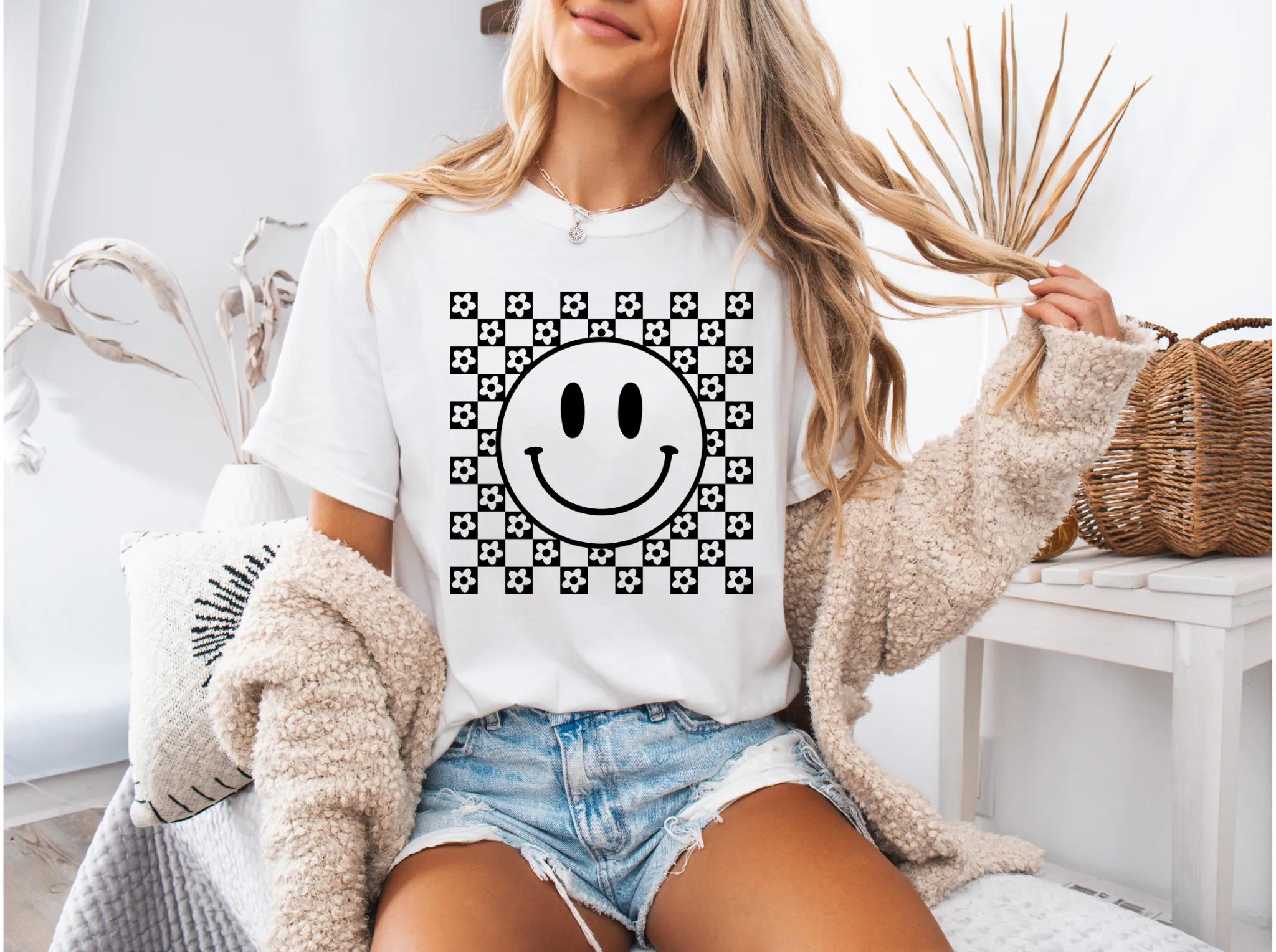Checkered Smile Graphic Tee