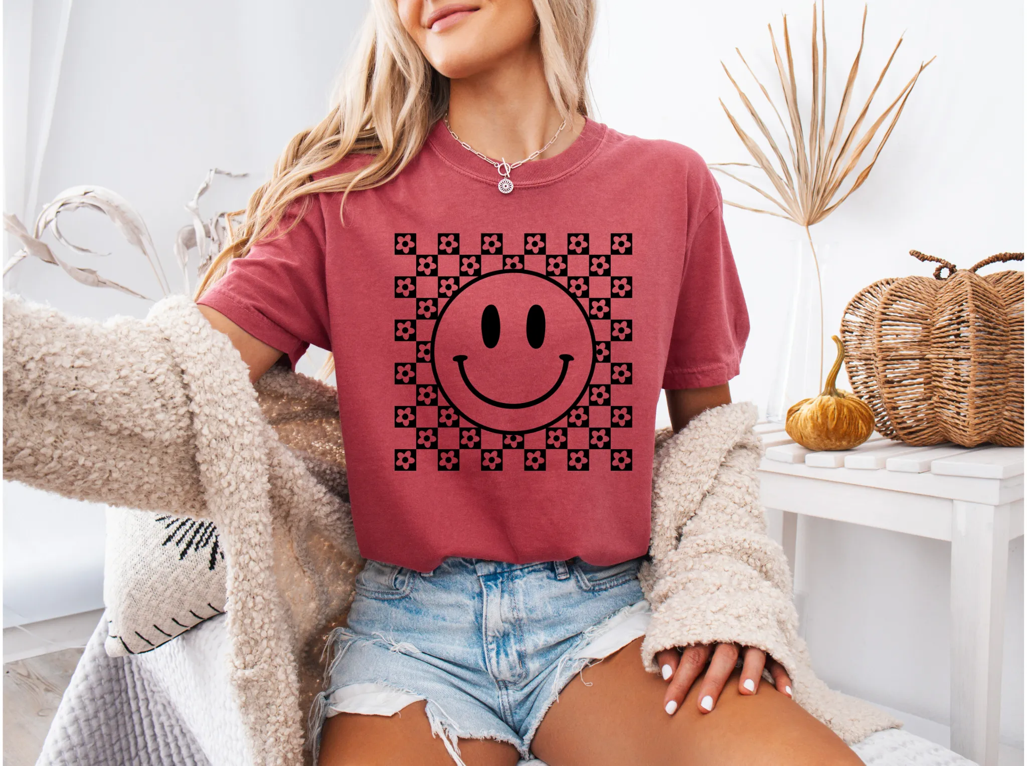 Checkered Smile Graphic Tee