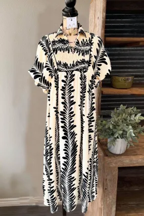 Chic Leaf Pleated Dress