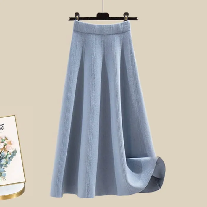 Christmas Colorblock Sweater Knit Skirt