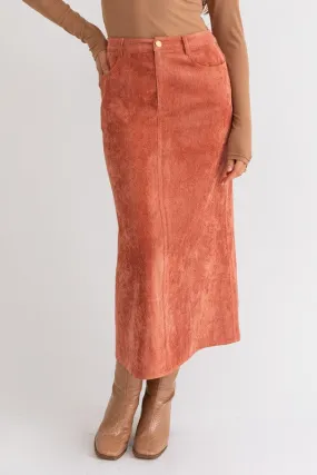 CORD MAXI SKIRT RUST