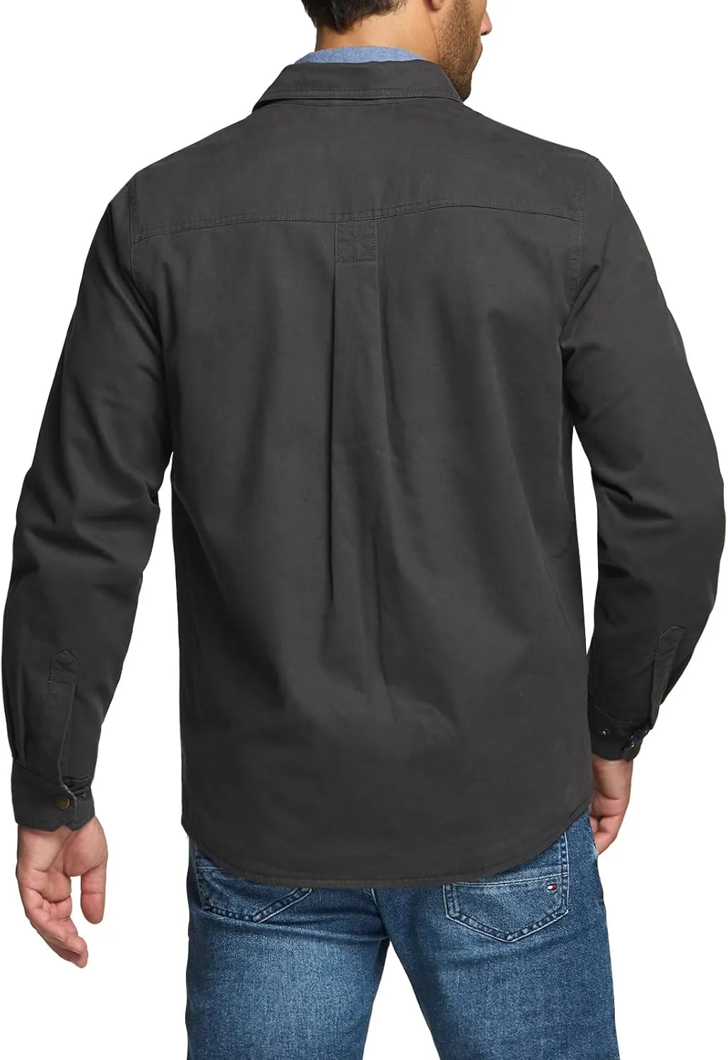 CQR Men's Twill All Cotton Flannel Lined Shirt Jacket, Soft Brushed Outdoor Shirt Jacket