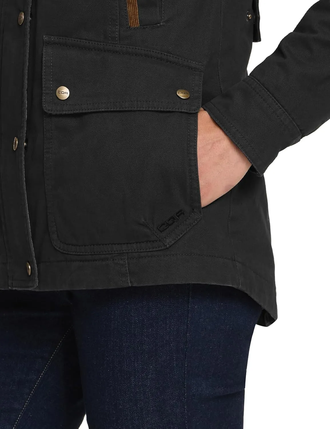 CQR Women's Twill All Cotton Flannel Shirt Jacket, Soft Long Sleeve Shirts, Corduroy Lined Outdoor Shirt Jackets