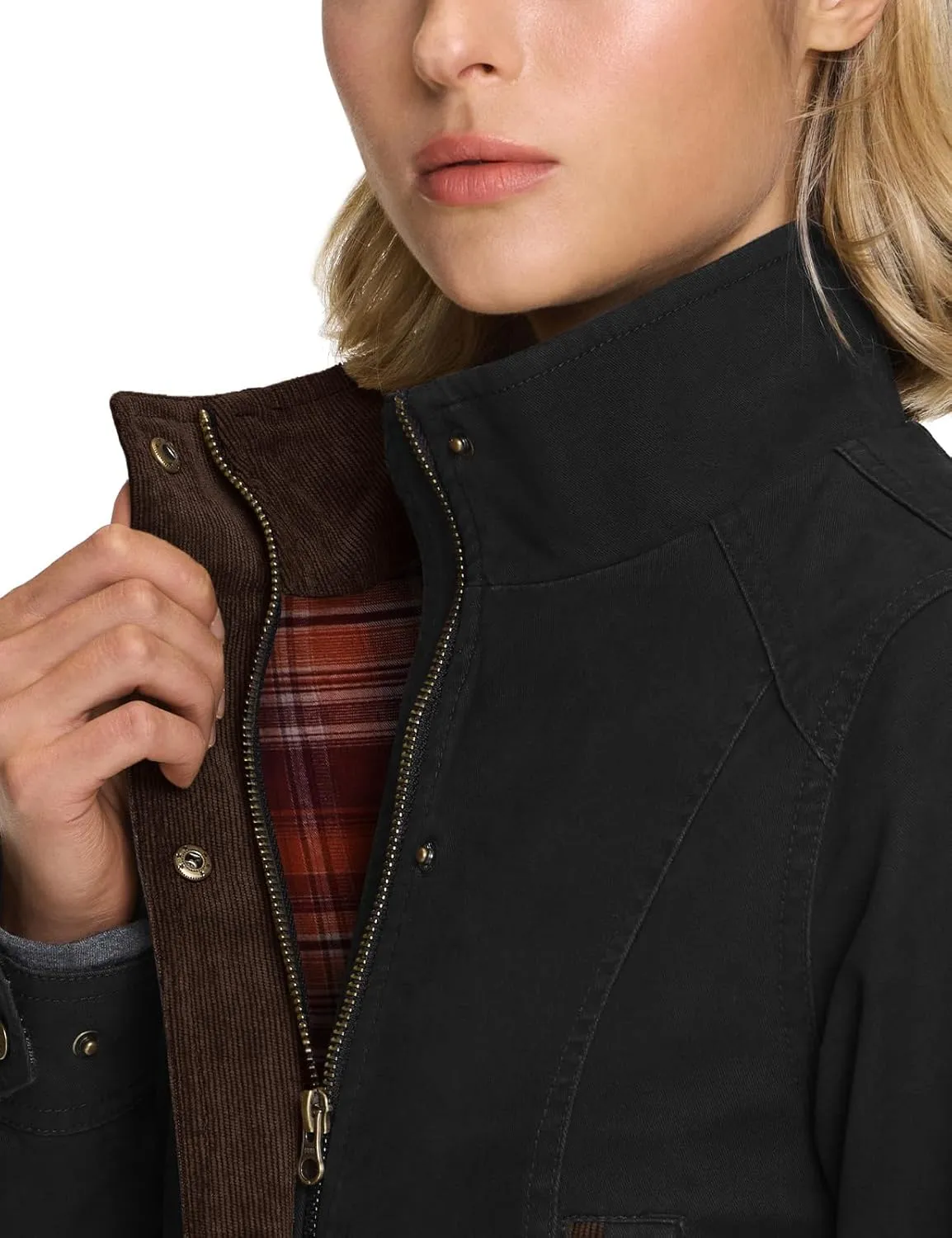 CQR Women's Twill All Cotton Flannel Shirt Jacket, Soft Long Sleeve Shirts, Corduroy Lined Outdoor Shirt Jackets