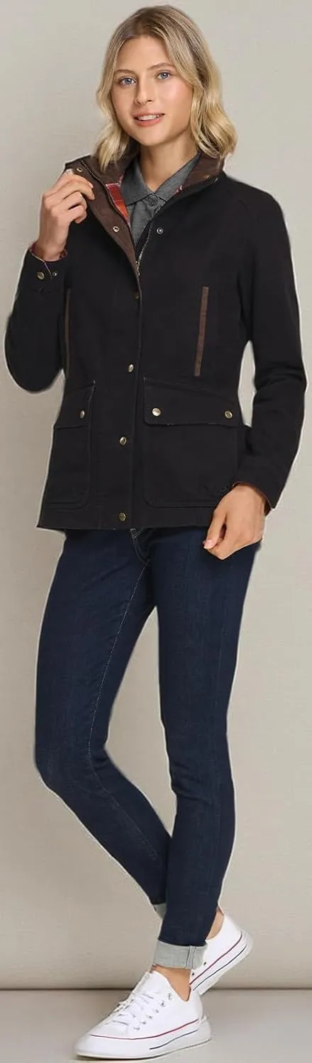 CQR Women's Twill All Cotton Flannel Shirt Jacket, Soft Long Sleeve Shirts, Corduroy Lined Outdoor Shirt Jackets