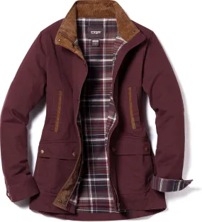 CQR Women's Twill All Cotton Flannel Shirt Jacket, Soft Long Sleeve Shirts, Corduroy Lined Outdoor Shirt Jackets