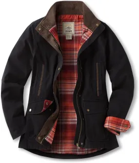 CQR Women's Twill All Cotton Flannel Shirt Jacket, Soft Long Sleeve Shirts, Corduroy Lined Outdoor Shirt Jackets