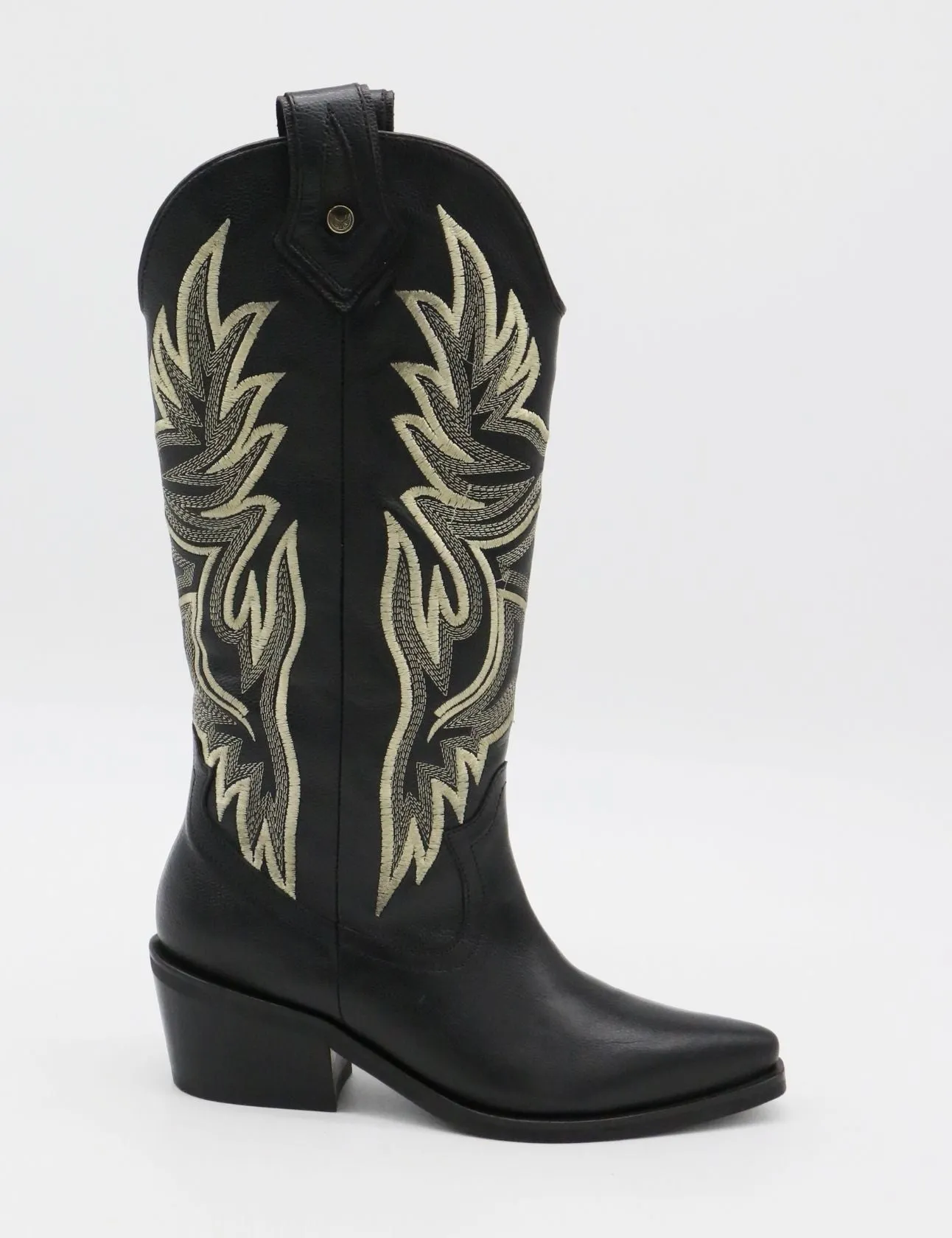 Dramen western cowboy boots in black leather womens shoes