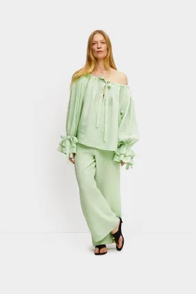 Flamenco Linen Set with Pants in Green