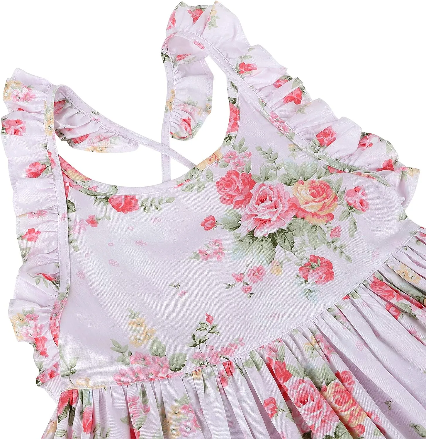 Girls' 2T-14 Casual Sundress Summer Autumn Clothes Cotton Floral Dress