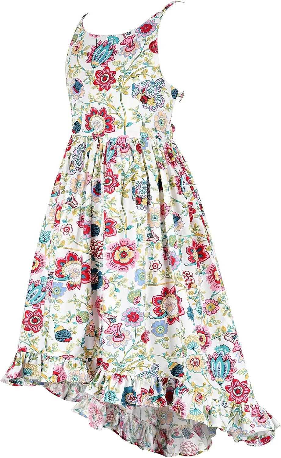 Girls' 2T-14 Casual Sundress Summer Autumn Clothes Cotton Floral Dress