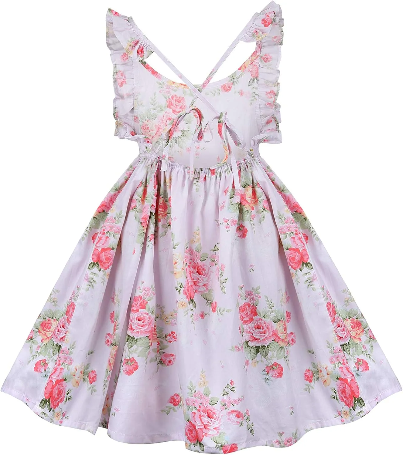 Girls' 2T-14 Casual Sundress Summer Autumn Clothes Cotton Floral Dress