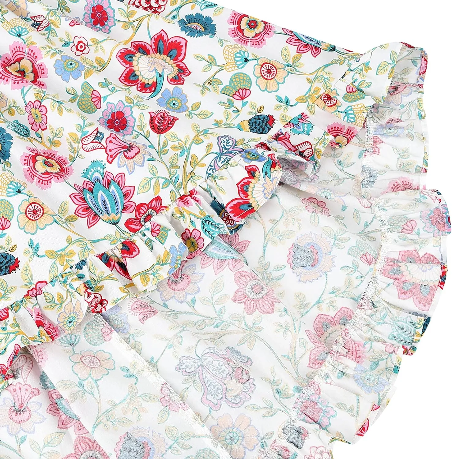 Girls' 2T-14 Casual Sundress Summer Autumn Clothes Cotton Floral Dress