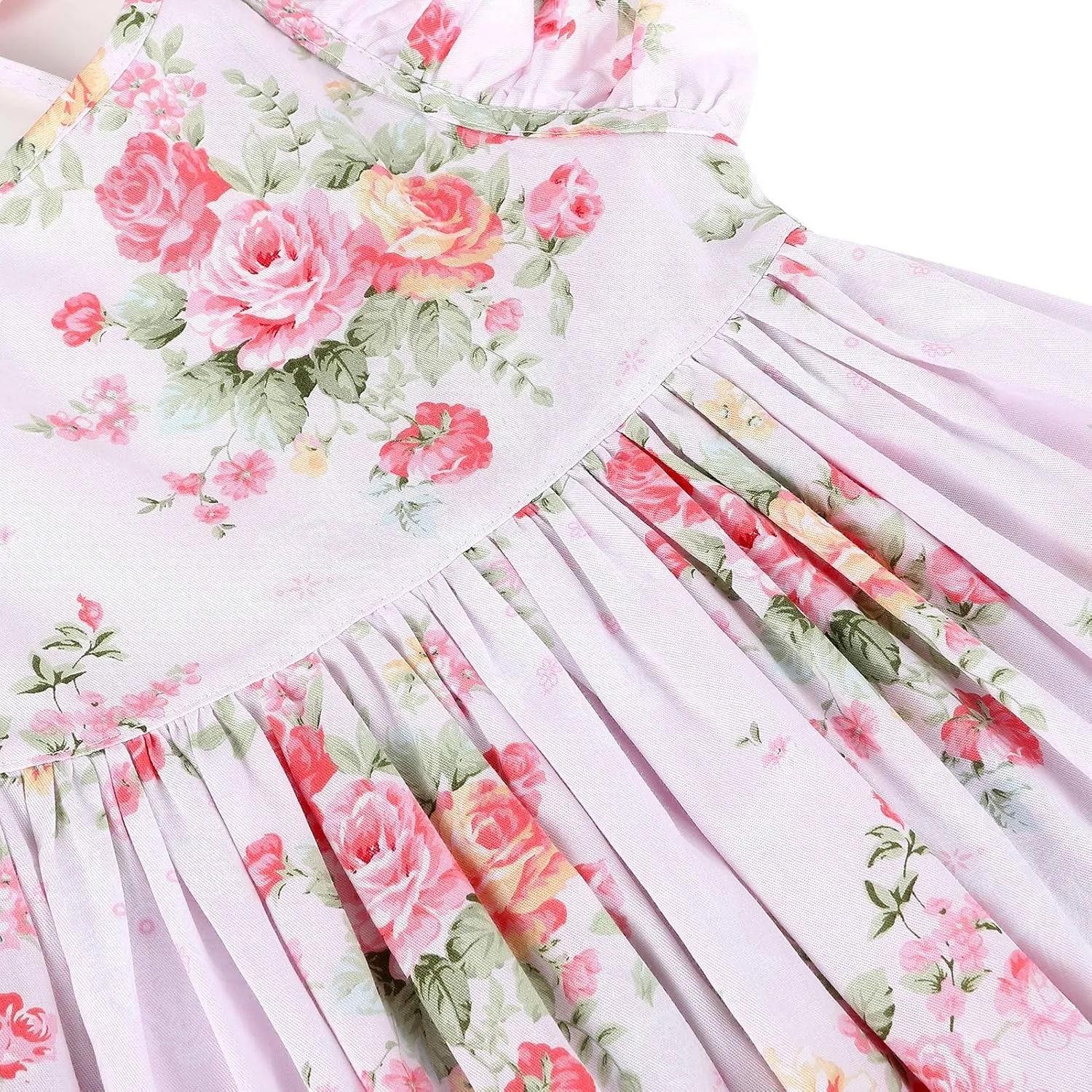Girls' 2T-14 Casual Sundress Summer Autumn Clothes Cotton Floral Dress
