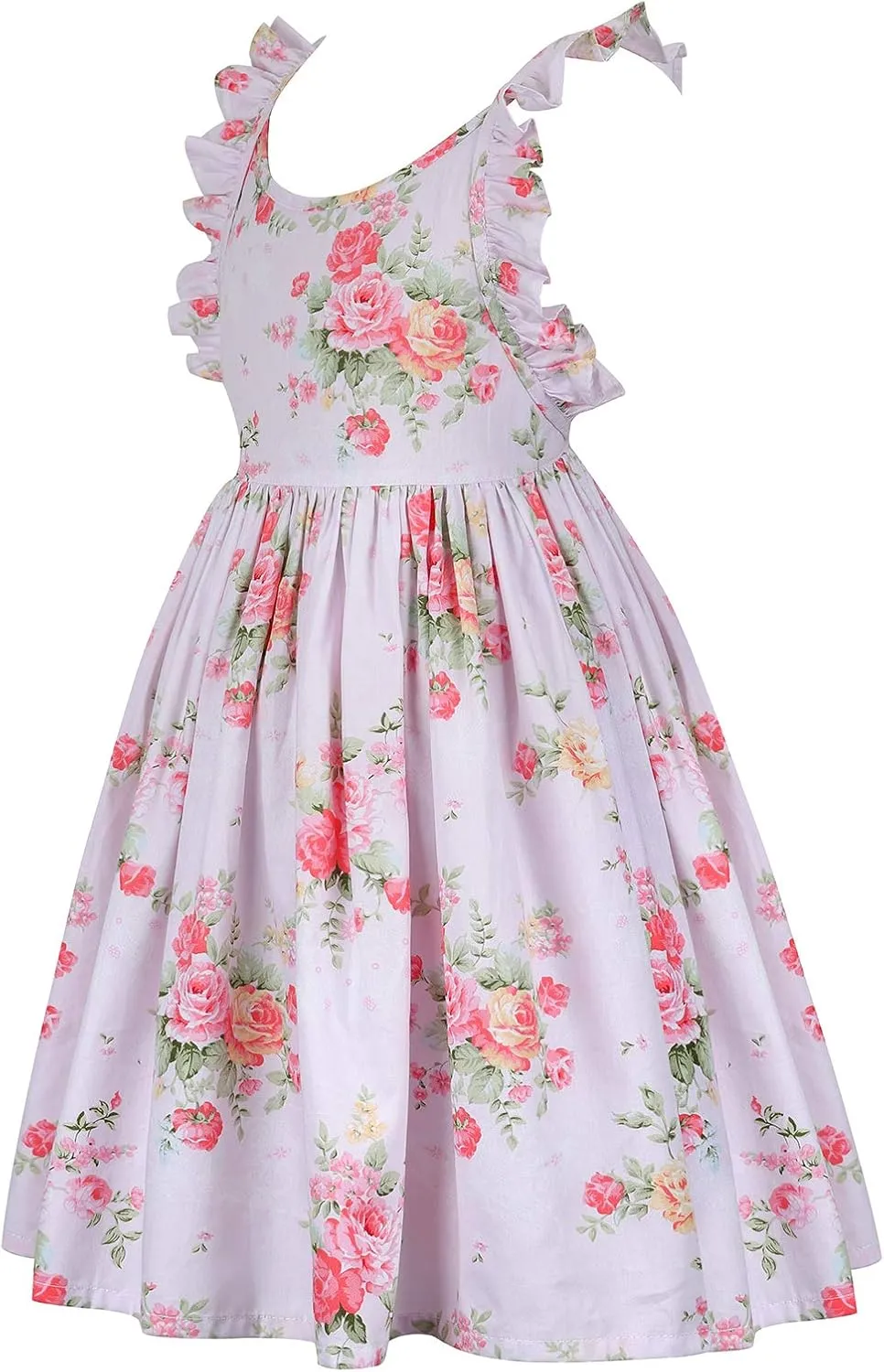 Girls' 2T-14 Casual Sundress Summer Autumn Clothes Cotton Floral Dress