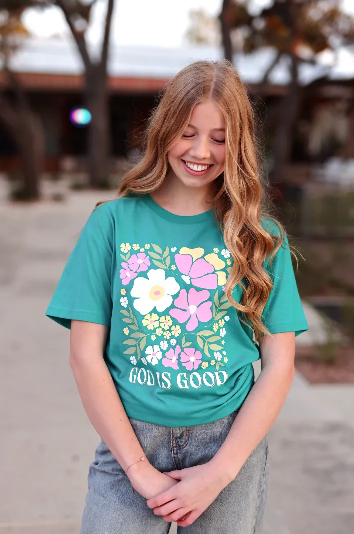 God Is Good Floral Graphic Tee