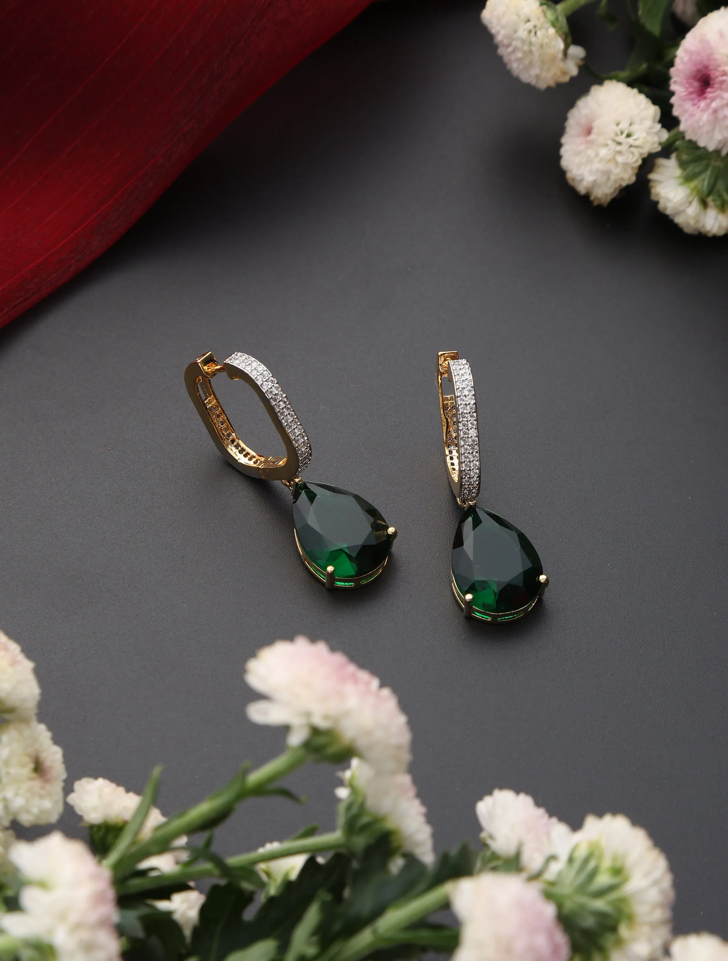Green Gold Drop Earring