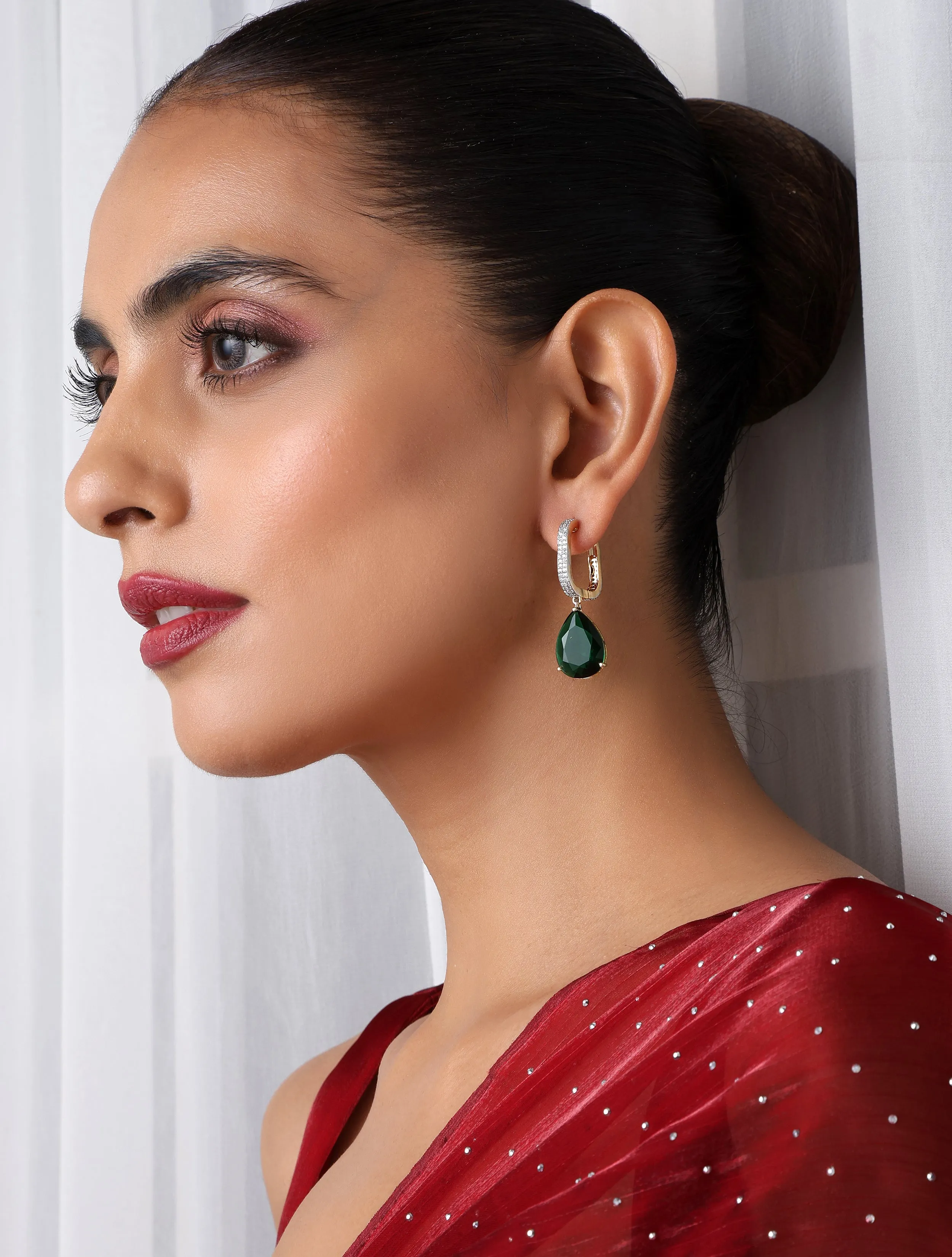 Green Gold Drop Earring