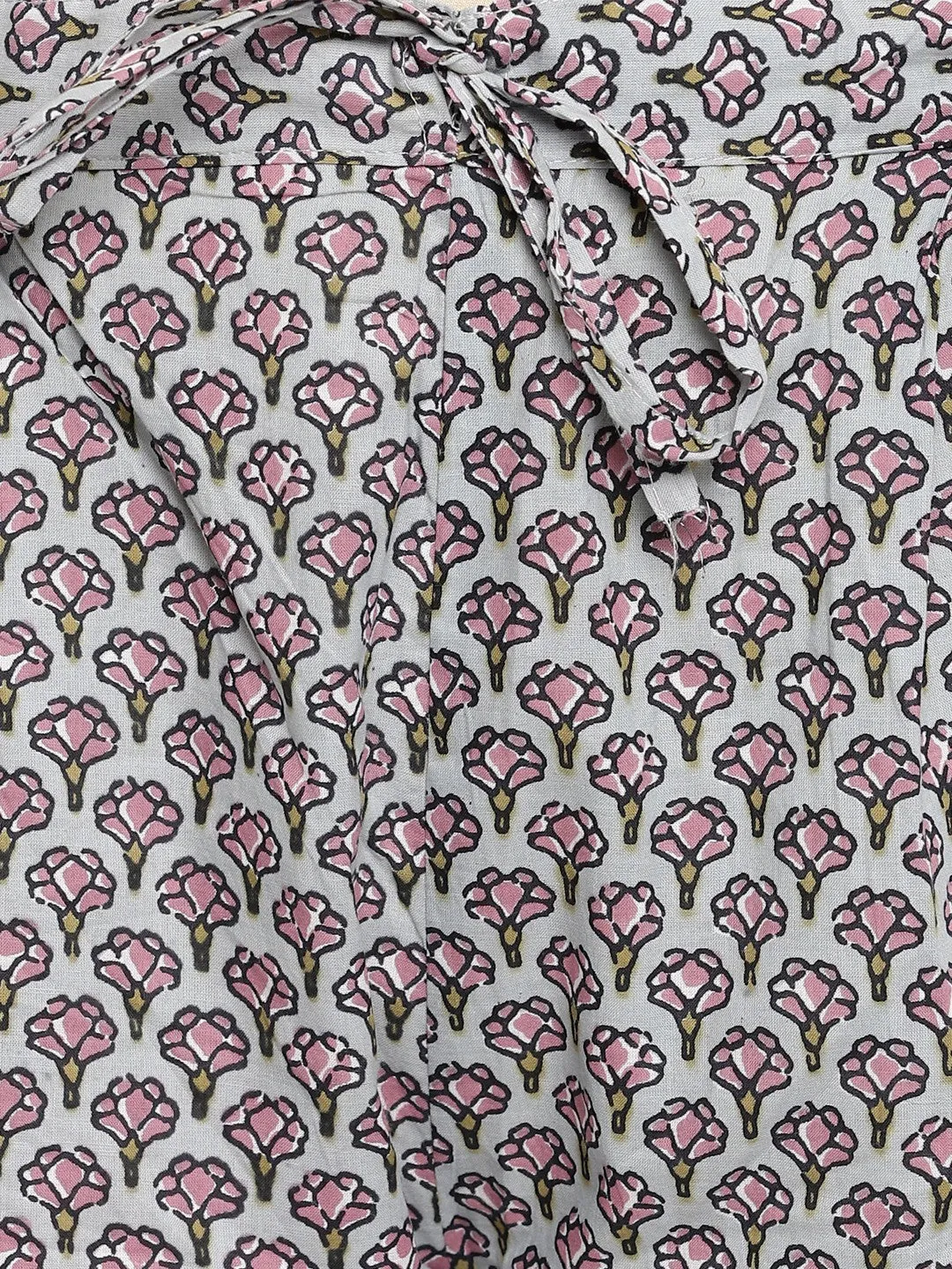 Grey Printed Straight cotton Kurti Pant