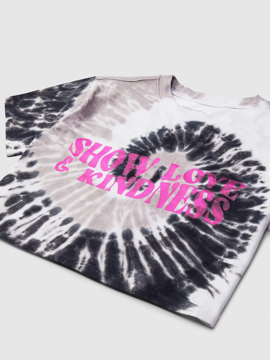 happy nation Girls Relaxed Cotton Crop T Shirt