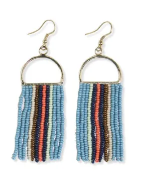 Ink and Alloy Allison Vertical Stripes Beaded Fringe Earrings
