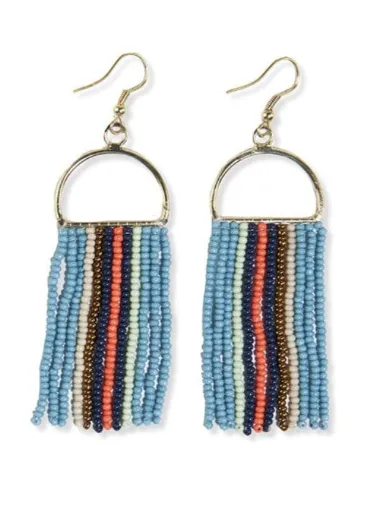 Ink and Alloy Allison Vertical Stripes Beaded Fringe Earrings