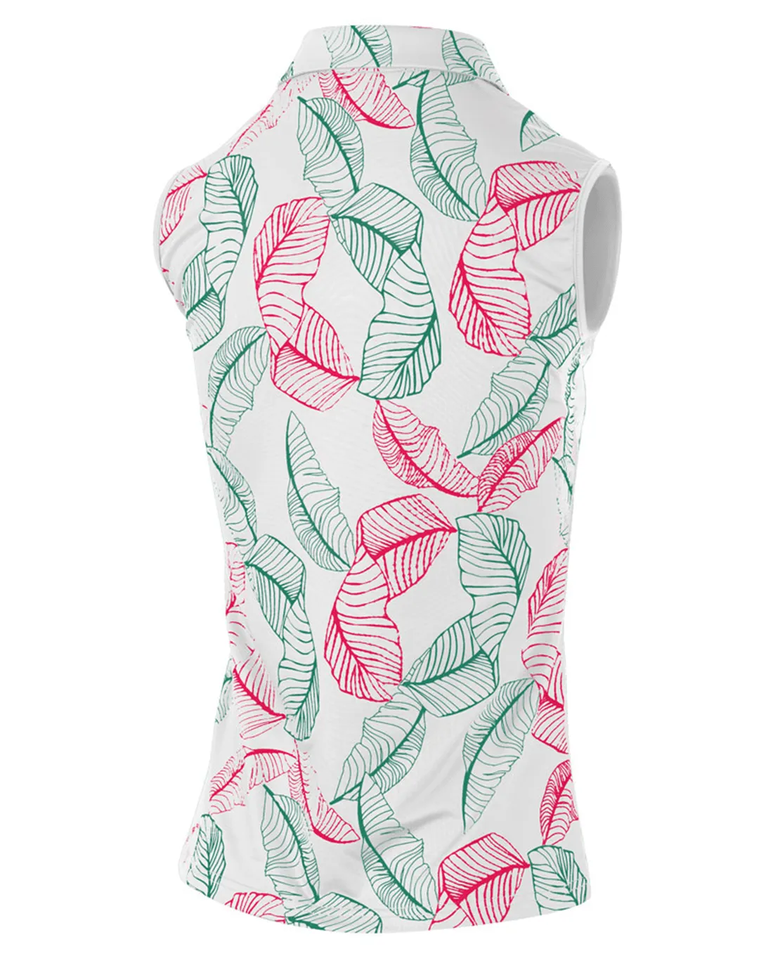 ISLAND GREEN Printed Leaf Sleeveless Polo 299 White