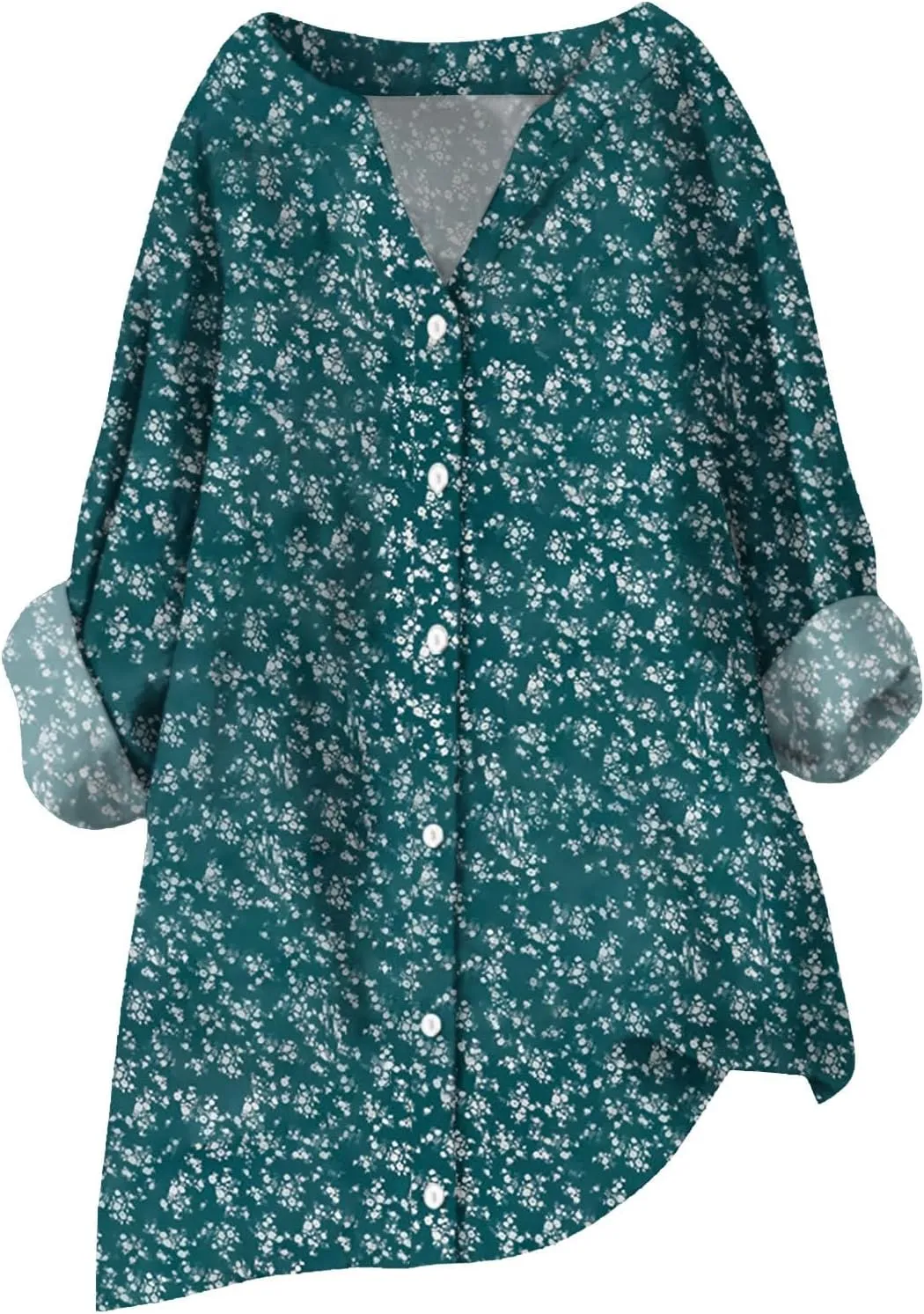 Linen Shirt Womens Roll Half Sleeve Button-up Casual Dress Front Floral Graphic Chic Shirt Aesthetics Elegant Blouse