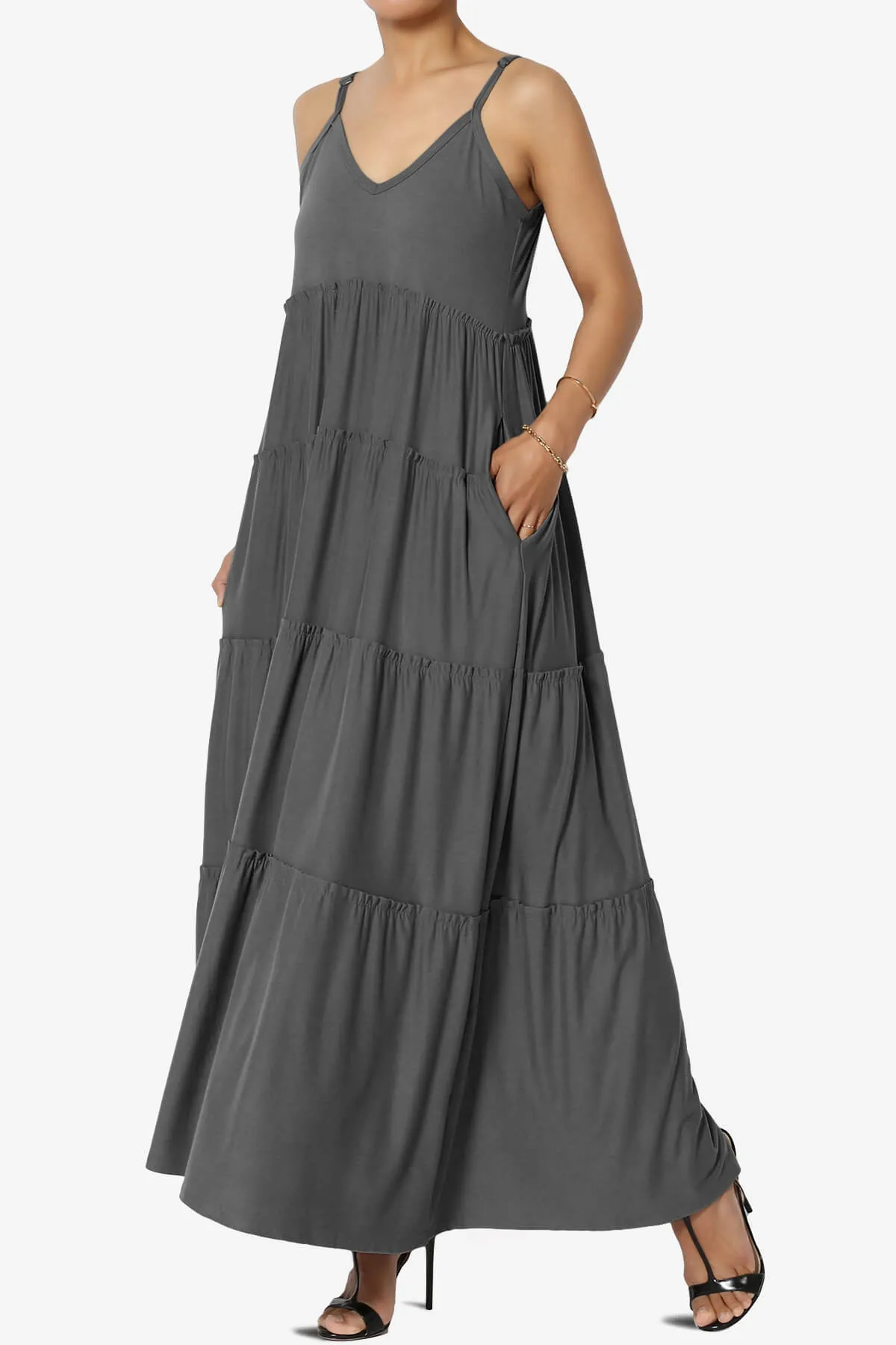 Livvy V-Neck Tiered Cami Maxi Dress