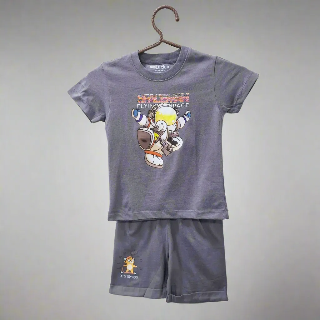 Lucido - T-Shirt & Shorts - Grey - Astronaut