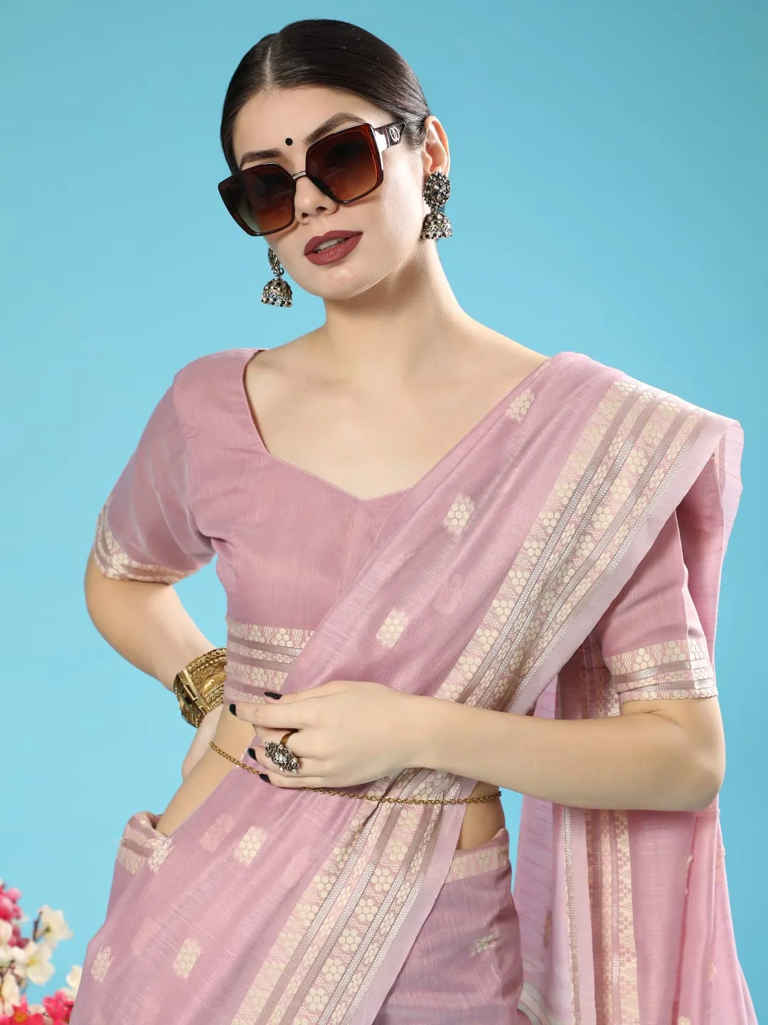 Lucknowi collection Chanderi Chikankari Saree