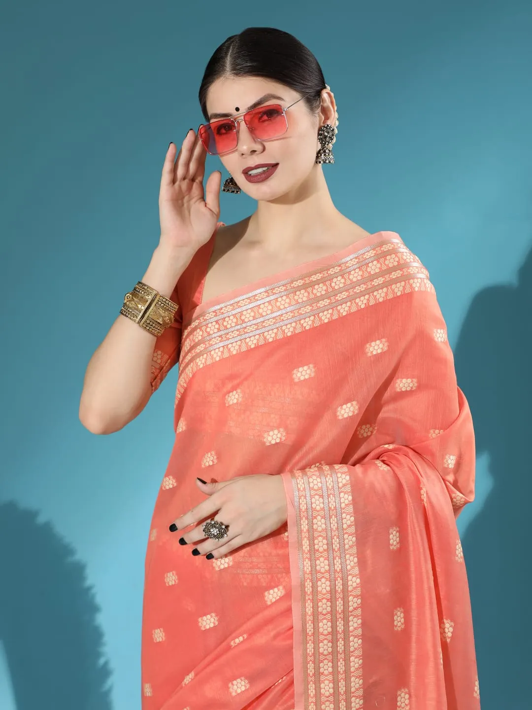 Lucknowi collection Chanderi Chikankari Saree