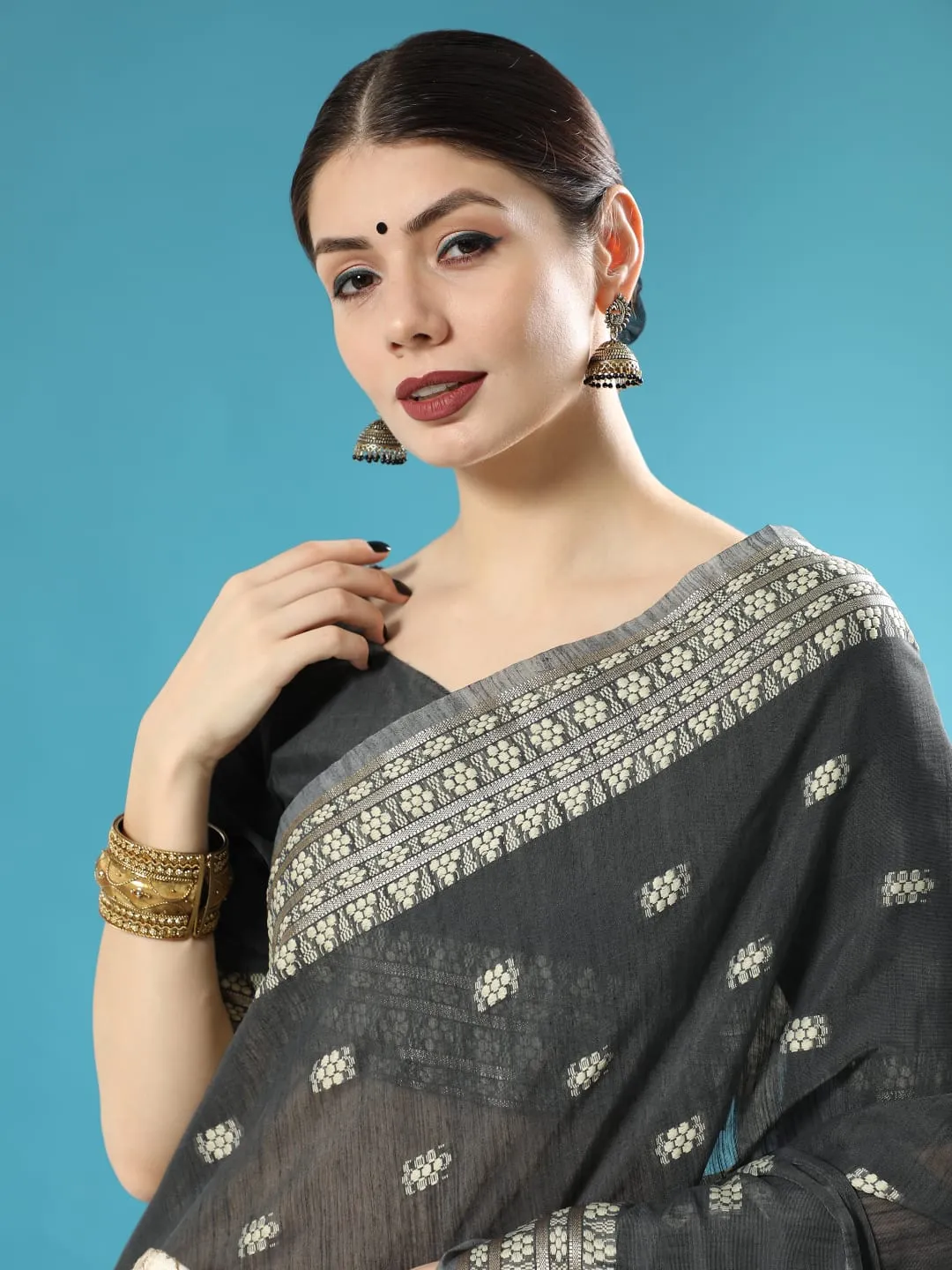 Lucknowi collection Chanderi Chikankari Saree