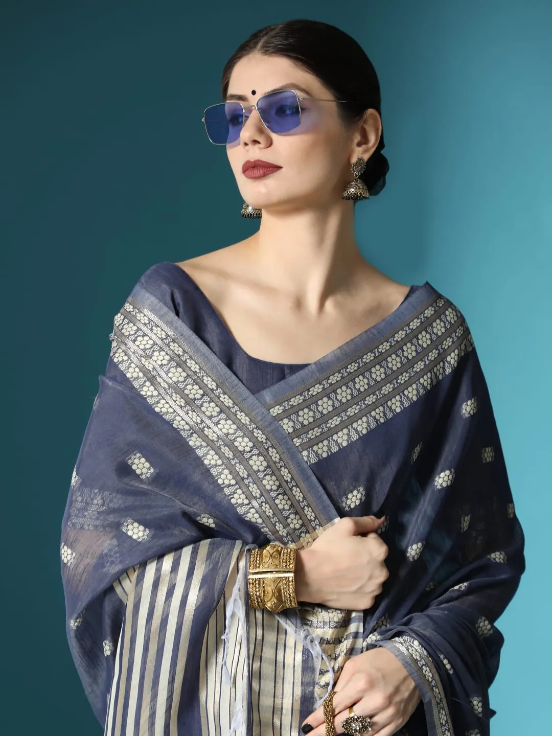 Lucknowi collection Chanderi Chikankari Saree
